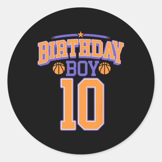 10e verjaardag Jongen Basketball Lover 10 jaar oud Ronde Sticker (Voorkant)