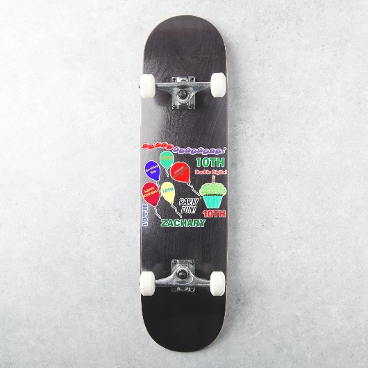 10e verjaardag jongen cupcake ballonnen vinyl sticker (Skateboard)