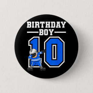 10e Verjaardag Jongen IJshockey Kinder 10 Jaar Oud Ronde Button 5,7 Cm