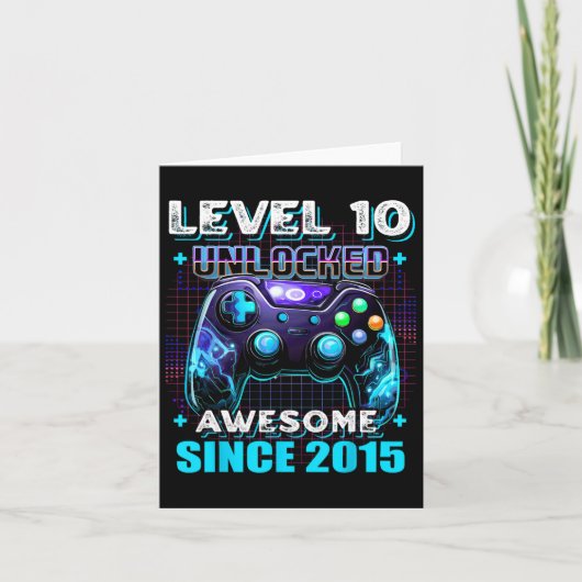 10e Verjaardag Jongen Level 10 Gamer 10 Jaar Video Kaart (Voorkant)
