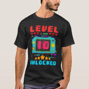 10e verjaardag Jongen Niveau 10 Onvergrendelde vid T-shirt