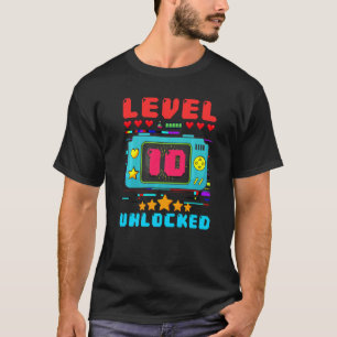 10e verjaardag Jongen Niveau 10 Onvergrendelde vid T-shirt