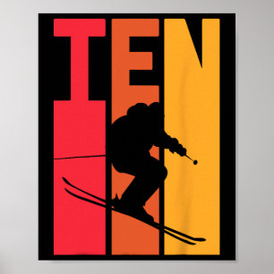 10e verjaardag Jongen Retro Ski Lover Skier 10 jaa Poster