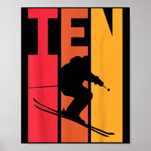 10e verjaardag Jongen Retro Ski Lover Skier 10 jaa Poster