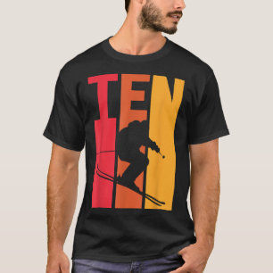 10e verjaardag Jongen Retro Ski Lover Skier 10 jaa T-shirt