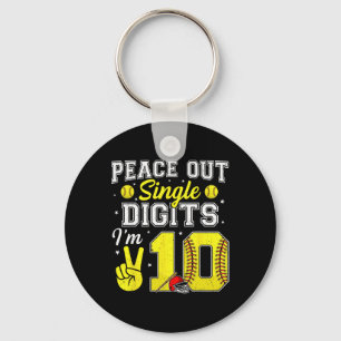 10e verjaardag jongen Softll Peace Out enkele cijf Sleutelhanger
