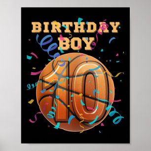 10e Verjaardag Jongen Tien 10 Jaar Oud Basketbal S Poster