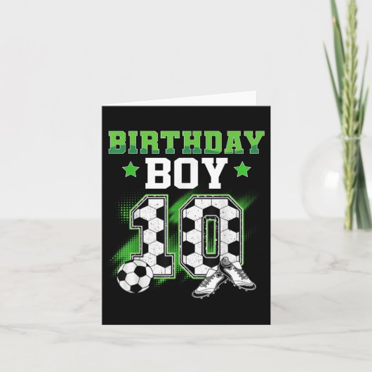 10e verjaardag jongen voetbal 10 jaar oud sport 10 kaart (Voorkant)