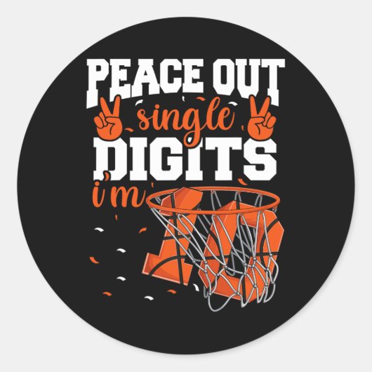 10e verjaardag jongens basketbal vrede uit single  ronde sticker (Voorkant)