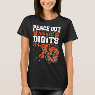 10e verjaardag jongens basketbal vrede uit single t-shirt