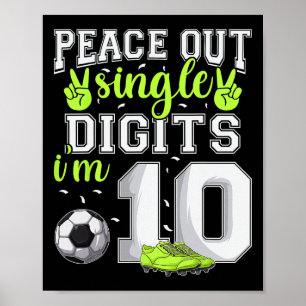 10e verjaardag jongens voetbal Peace Out enkele ci Poster