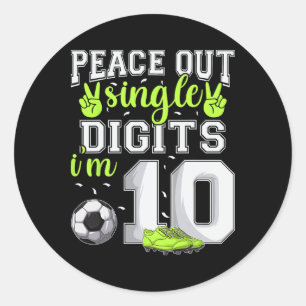 10e verjaardag jongens voetbal Peace Out enkele ci Ronde Sticker