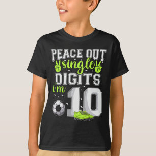 10e verjaardag jongens voetbal Peace Out enkele ci T-shirt