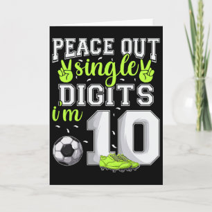 10e verjaardag jongens voetbal Peace Out Single Di Kaart