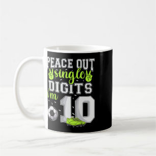 10e verjaardag jongens voetbal Peace Out Single Di Koffiemok