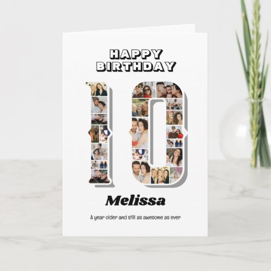 10e verjaardag Jubileum nummer 10 fotocollage Kaart (Voorkant)
