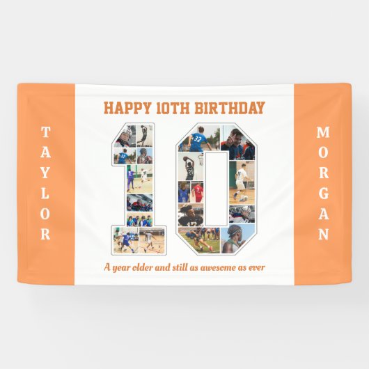 10e verjaardag Jubileum nummer 10 fotocollage Spandoek (Horizontaal)