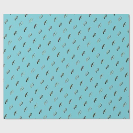 10e Verjaardag Jubileum Turquoise Goud Nummer 10 Cadeaupapier (Vlak)