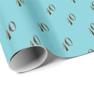 10e Verjaardag Jubileum Turquoise Goud Nummer 10 Cadeaupapier