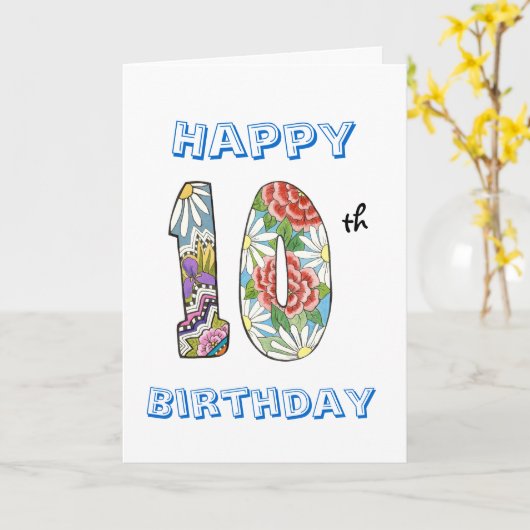 10e verjaardag Kaart (Gele Bloem)