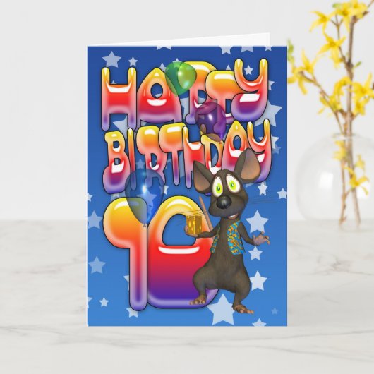 10e verjaardag Kaart, Happy Birthday Kaart (Gele Bloem)