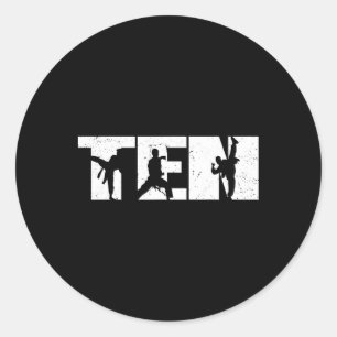 10e verjaardag Karate Fighter 10 jaar oude meisjes Ronde Sticker