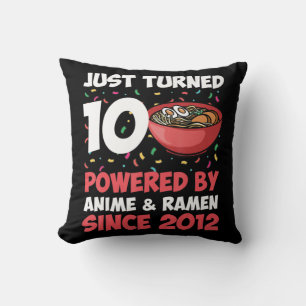 10e verjaardag Kawaii Anime Ramen 10 jaar oud meis Kussen