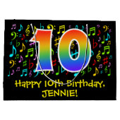 10e verjaardag - Kleurrijke muzieksymbolen, Rainbo Groot Cadeauzakje (Achterkant)