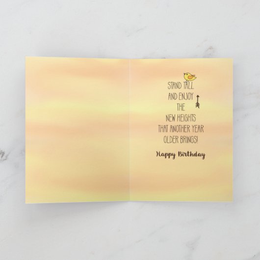 10e Verjaardag Lange Giraffe en Vogel Kaart (Binnen)