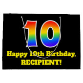 10e verjaardag ~ Leuk, Kleurrijk, Levendig, Regenb Groot Cadeauzakje (Achterkant)