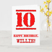 10e verjaardag: Leuk, rood rubberen stempel geïnsp Kaart (Gele Bloem)