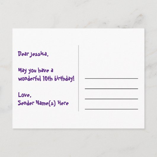 10e verjaardag – Leuk vuurwerkpatroon + Regenboog  Briefkaart (Achterkant)