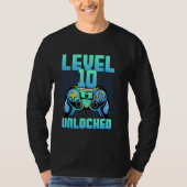 10e Verjaardag Level 10 Ontgrendeld Videogame 10 J T-shirt (Voorkant)