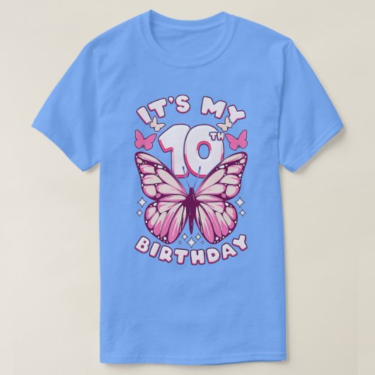 10e verjaardag meisje 10 jaar vlinders en nummer t-shirt (Design voorkant)