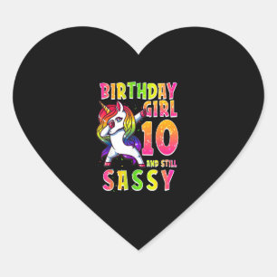 10e verjaardag meisje Dabbing Unicorn 10 jaar oud  Hart Sticker