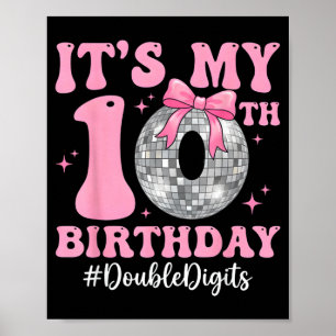 10e verjaardag meisje dubbele cijfers boog discoba poster
