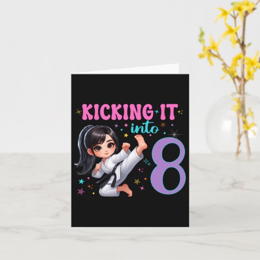 10e Verjaardag Meisje-Martial Arts Party Karate Ta Kaart (Gele Bloem)