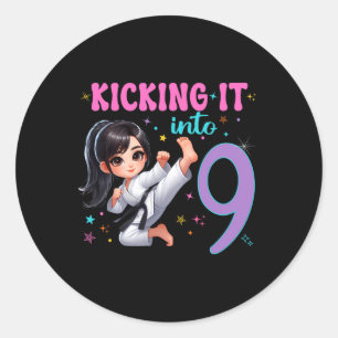 10e Verjaardag Meisje-Martial Arts Party Karate Ta Ronde Sticker
