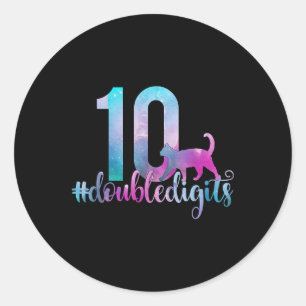 10e verjaardag meisje met dubbele cijfers Tien 10 Ronde Sticker