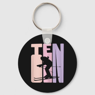 10e Verjaardag Meisje Retro Ski Lover Skier 10 Jaa Sleutelhanger