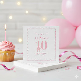 10e Verjaardag Meisje Roze Bow Party Servet