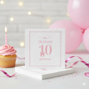 10e Verjaardag Meisje Roze Bow Party Servet
