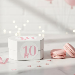 10e Verjaardag Meisje Roze Bow Sticker