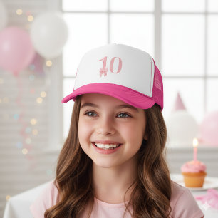 10e verjaardag meisje roze strik hoed cadeau trucker pet