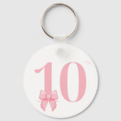 10e verjaardag meisje roze strik sleutelhanger (Achterkant)