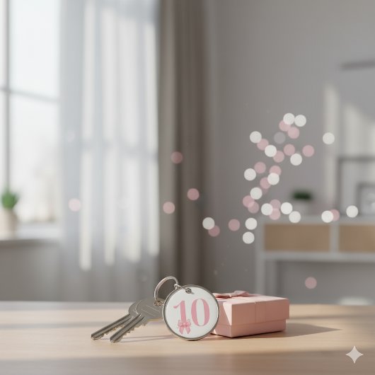 10e verjaardag meisje roze strik sleutelhanger