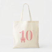 10e verjaardag meisje roze strik tote tas (Voorkant)
