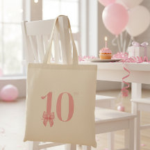 10e verjaardag meisje roze strik tote tas