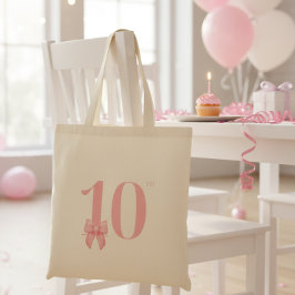 10e verjaardag meisje roze strik tote tas