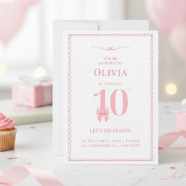 10e verjaardag meisje roze strik uitnodiging